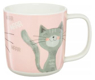 Cana portelan 370ml, model pisica, roz, AMBITION Pets