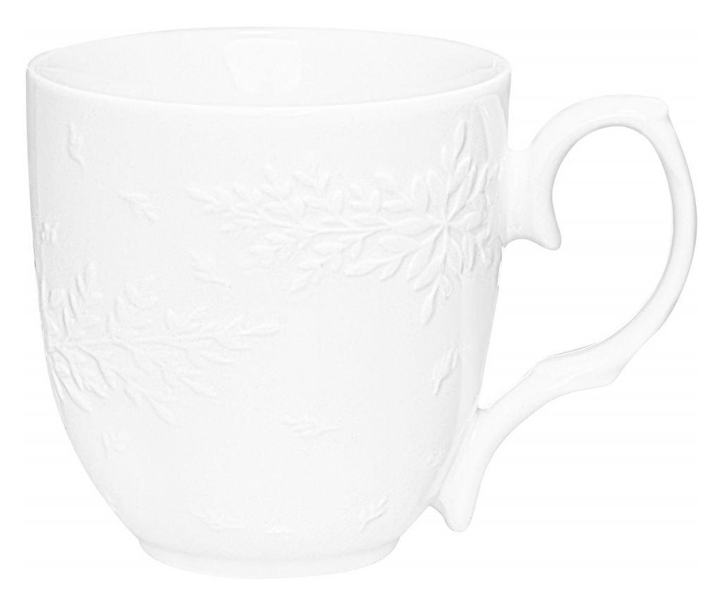 350ml Porcelain Mug, Leaf Design, AMBITION Galactic White