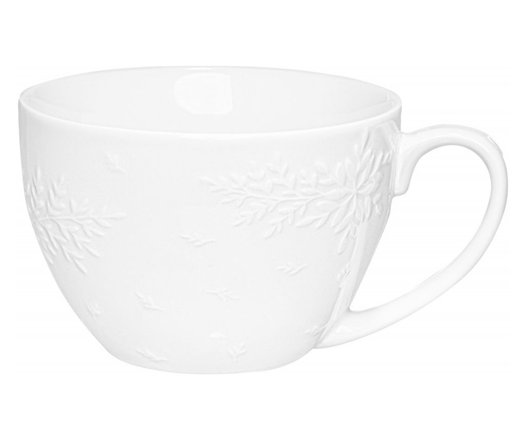 Porcelain Mug 450ml, Leaf Design, AMBITION Galactic White