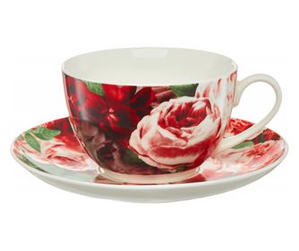 Set servire ceai sau cafea, 12 piese, 6 persoane, portelan, AMBITION Peony