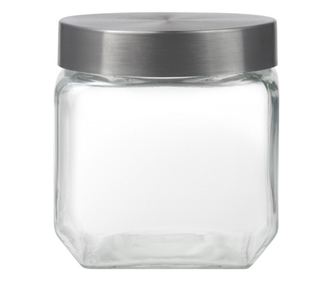 Borcan depozitare cu capac inox 0.9L, patrat, DOMOTTI Milos