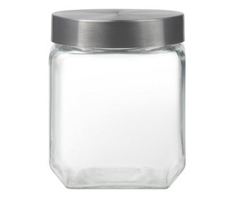 Borcan depozitare cu capac inox 1.3L, patrat, DOMOTTI Milos