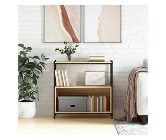 Polica za knjige hrast sonoma 80x30x78,5cm obrađeno drvo i željezo