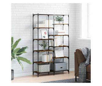 Polica za knjige dimenzij 100x32x170cm iz obdelanega lesa in železa