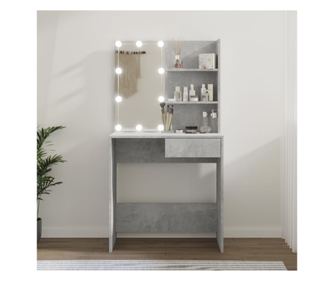 Beton szrke LED-es sminkasztal, 74,5x40x141 cm