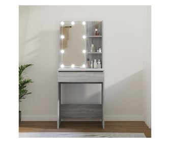 Τουαλέτα με LED, γκρι σονόμα, 60x40x140 εκ.