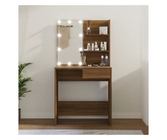 LED тоалетка, кафяв дъб, 74.5x40x141 см