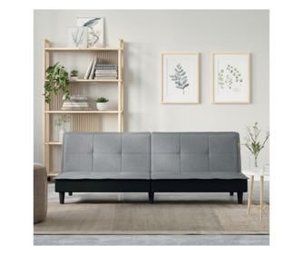 Raztegljiv kavč, svetlo siva, tekstilni material