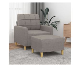 Кресло диван с табуретка, сиво-кафяв, 60 см, текстил