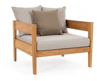 Kobo bézs textilbarna fa fotel 90x90x79 cm