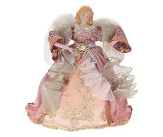 Varf de brad inger, culoare roz somon, inaltime 30 cm