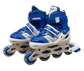 Role si patine cu rotile copii SR06AM, roti silicon cu lumini, masuri reglabile 35-38, albastru M