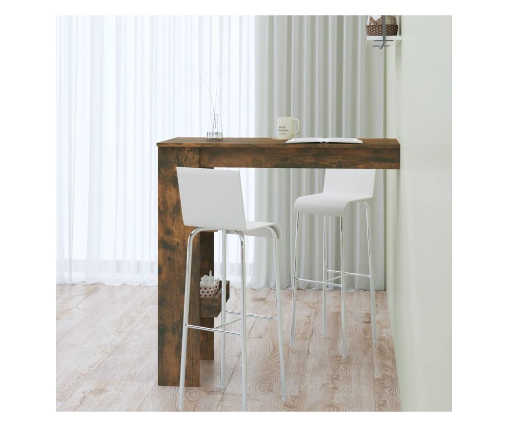 Επικαθήμενο Επιτραπέζιο Μπαρ Τοίχου από Καπνιστό Δρυ 102x45x103.5εκ. Επεξεργασμένο Ξύλο - 6