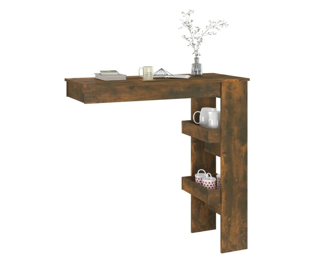 Επικαθήμενο Επιτραπέζιο Μπαρ Τοίχου από Καπνιστό Δρυ 102x45x103.5εκ. Επεξεργασμένο Ξύλο - 7