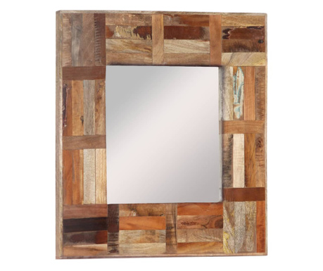 Oglindă de perete, 50x50 cm, lemn masiv reciclat