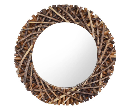 Oglindă de perete, 60 cm, tec, rotund