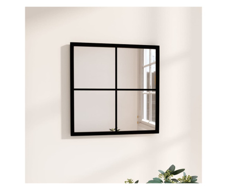 Oglindă de perete, negru, 40x40 cm, metal