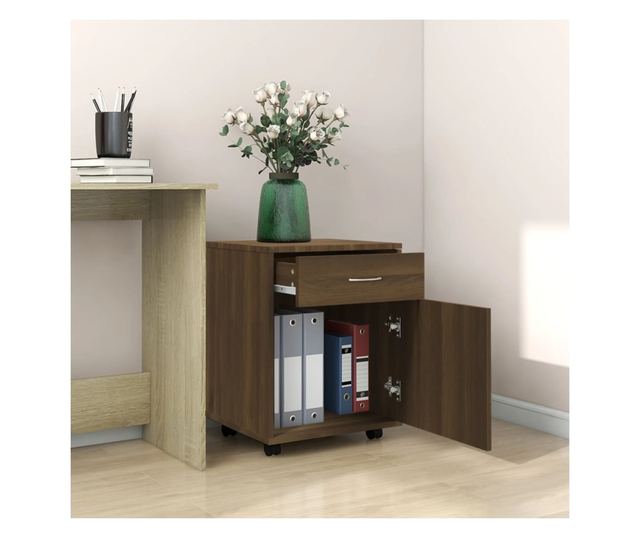 Szafka na kółkach, dąb brązowy, 45x38x54 cm, drewno przetworzone