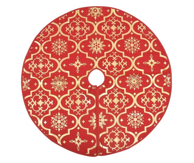 Suknja za božićno drvce s čarapom, crvena, 122 cm, tkanina