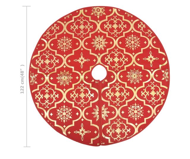 Suknja za božićno drvce s čarapom, crvena, 122 cm, tkanina