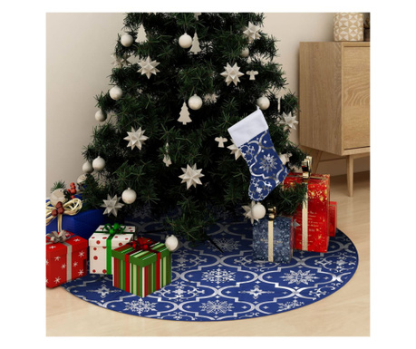Covor fustă de brad Crăciun cu șosetă albastru 150 cm țesătură