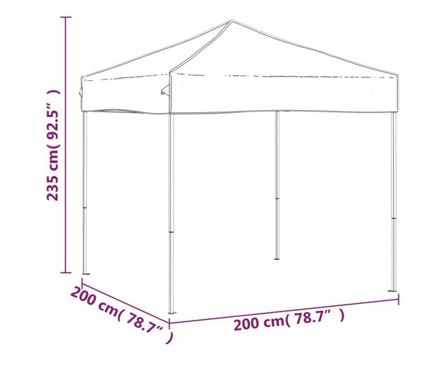 krémszínű összecsukható partisátor 2 x 2 m