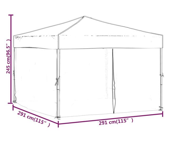 fehér összecsukható rendezvénysátor oldalfalakkal 3x3 m