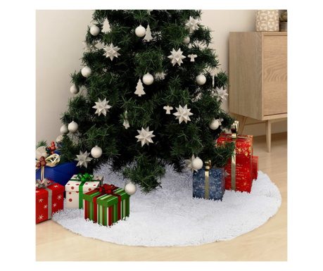 Covor fustă brad Crăciun, alb, 90 cm, blană artificială