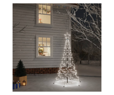 Коледна елха, 200 студено бели светодиода с кол, 180 см