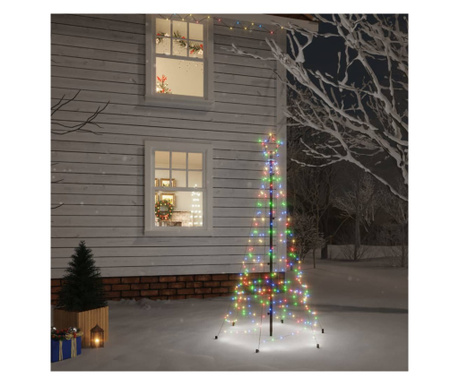 Коледна елха, 200 цветни светодиода, с кол, 180 см