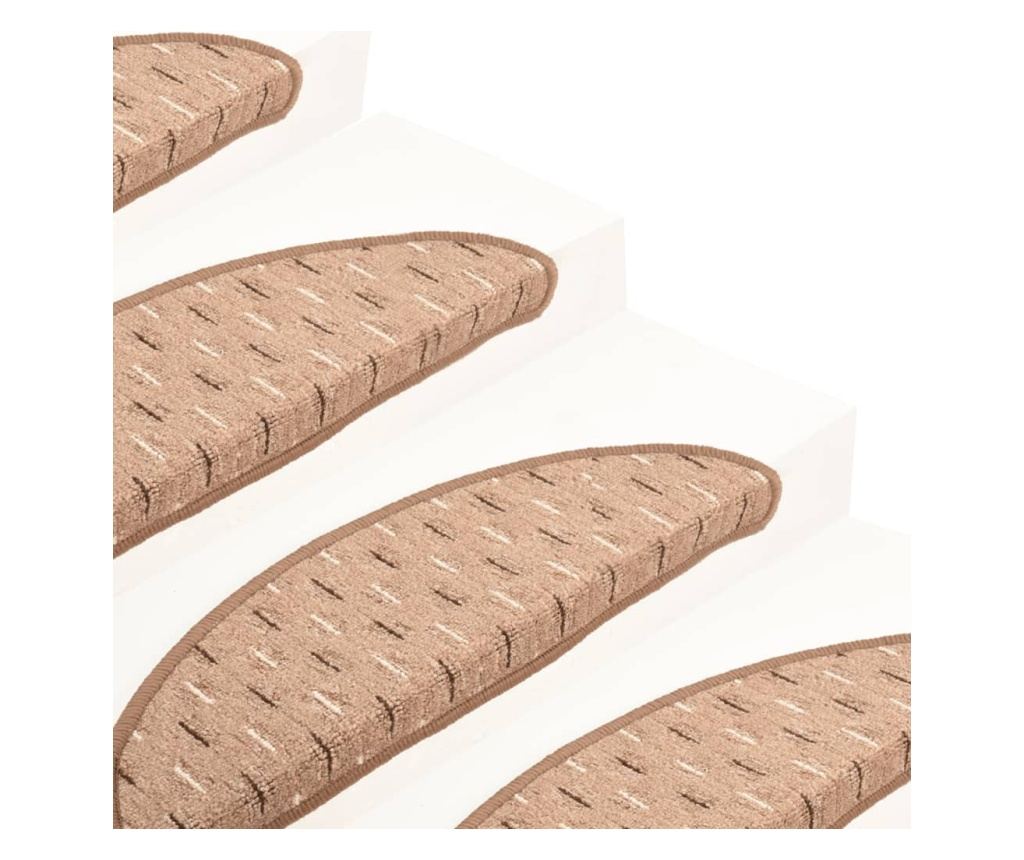 Tepih za stepenice, 15 kom., svijetlosmeđi, 65x25 cm - 3