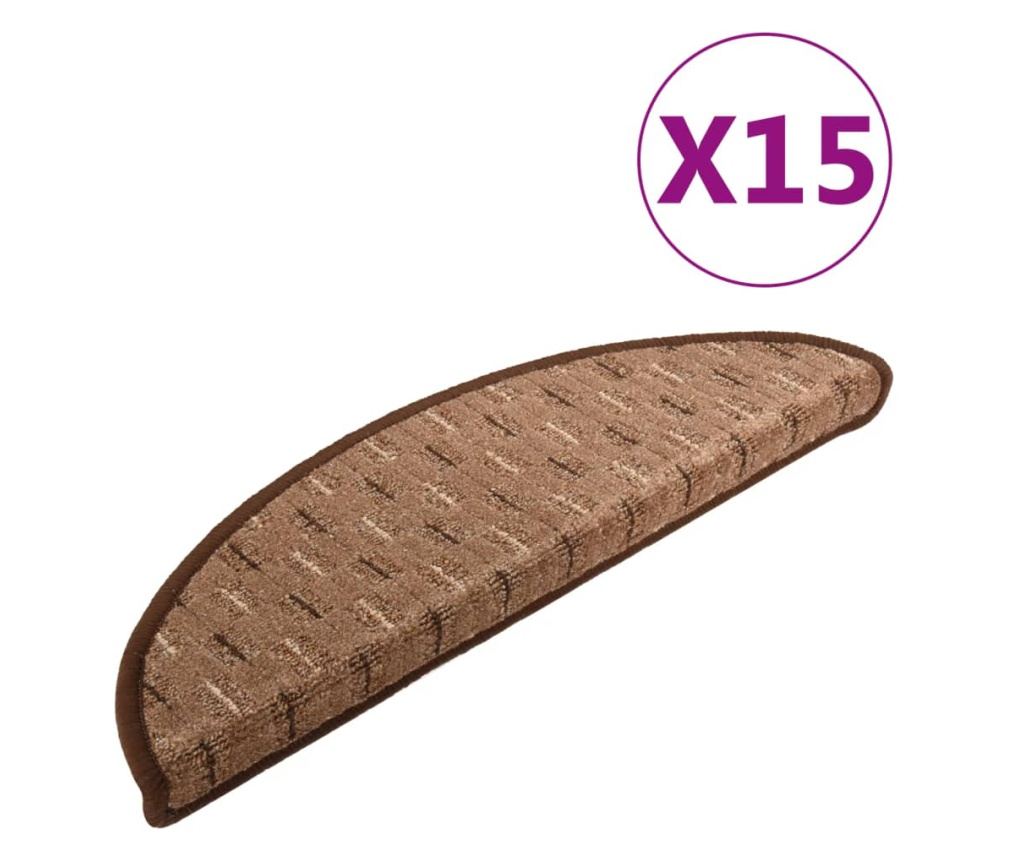 Tepih za stepenice, 15 kom., smeđa, 65x25 cm - 2