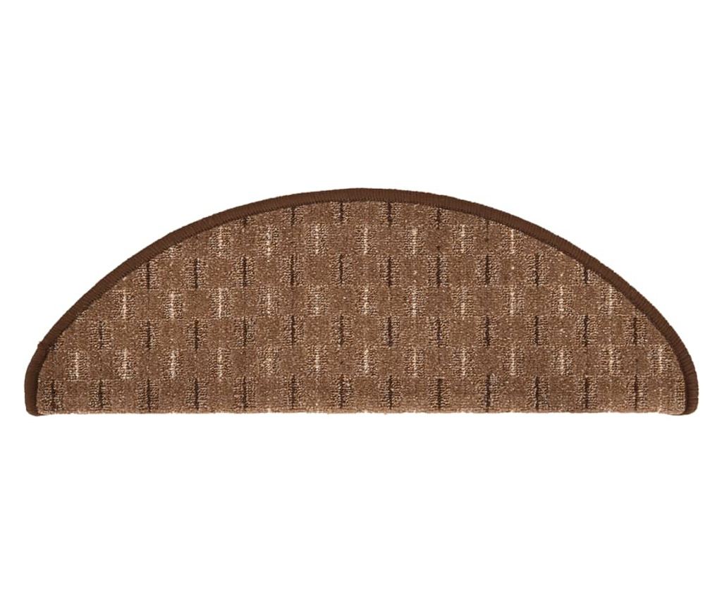 Tepih za stepenice, 15 kom., smeđa, 65x25 cm - 6