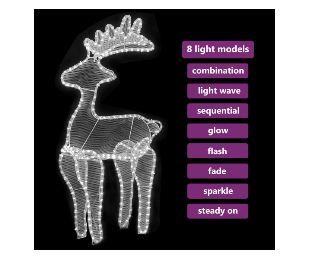 Božićni ukras jelen, s mrežom, 306 LED svjetala, 60x24x89 cm - 4