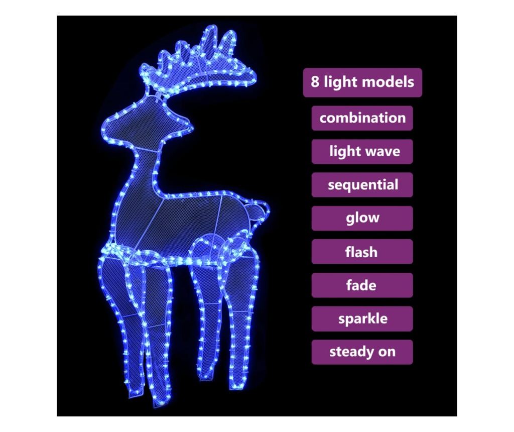 Božićni ukras jelen, s mrežom, 306 LED svjetala, 60x24x89 cm - 4