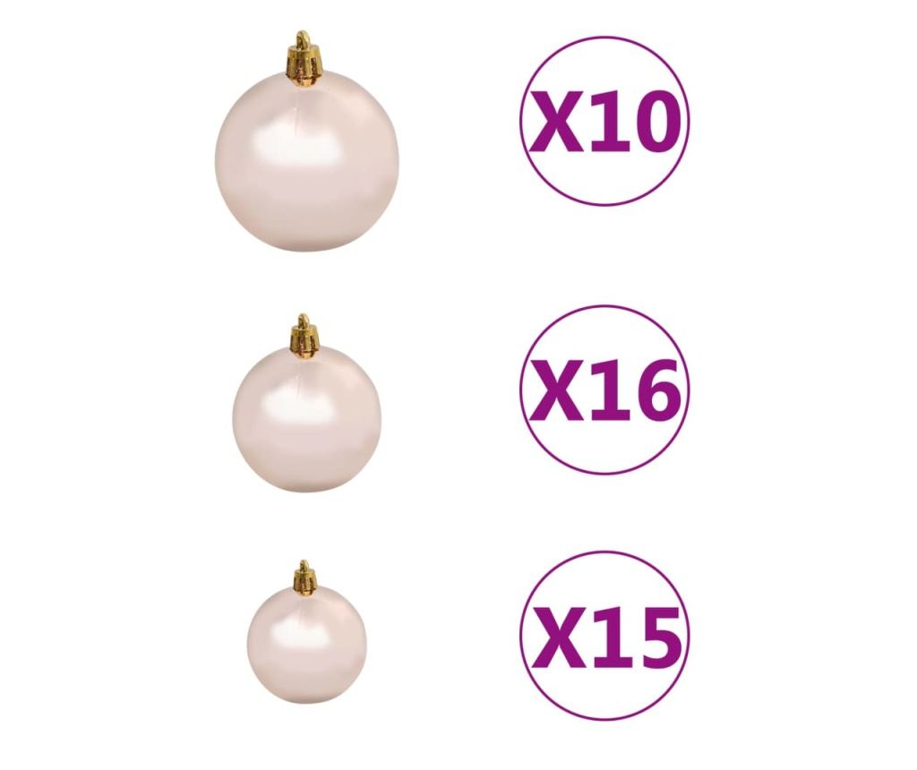 Božićni set kuglica s vrhom i 300 LED svjetala 120 komada ružičasto zlatne boje - 6