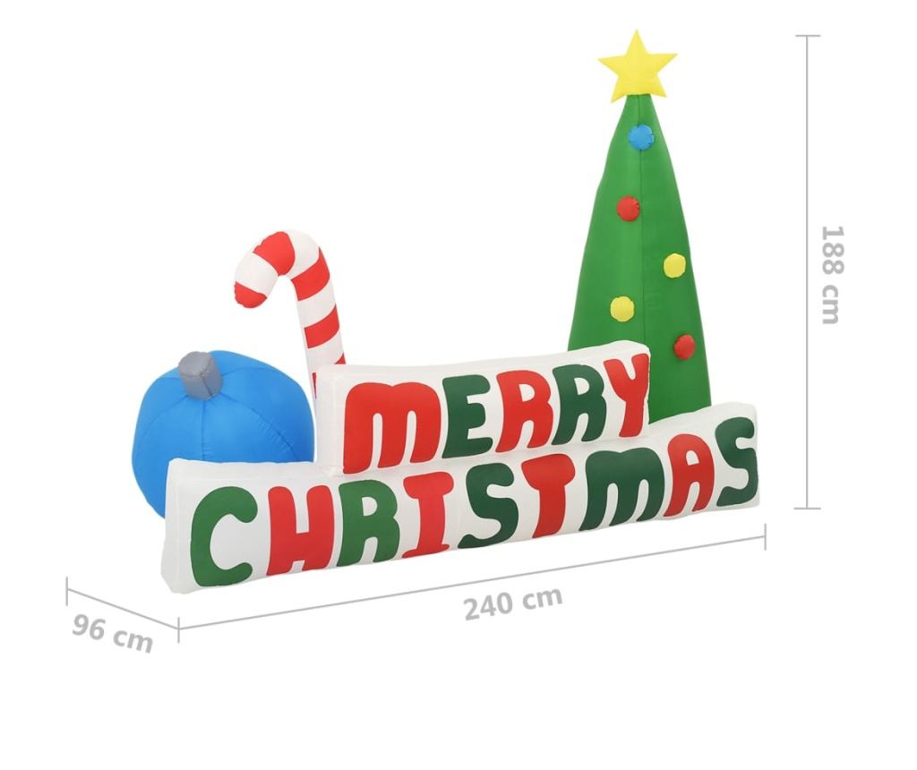 Napuhavajuće božićno drvce s LED dekoracijama 240x188 cm - 5