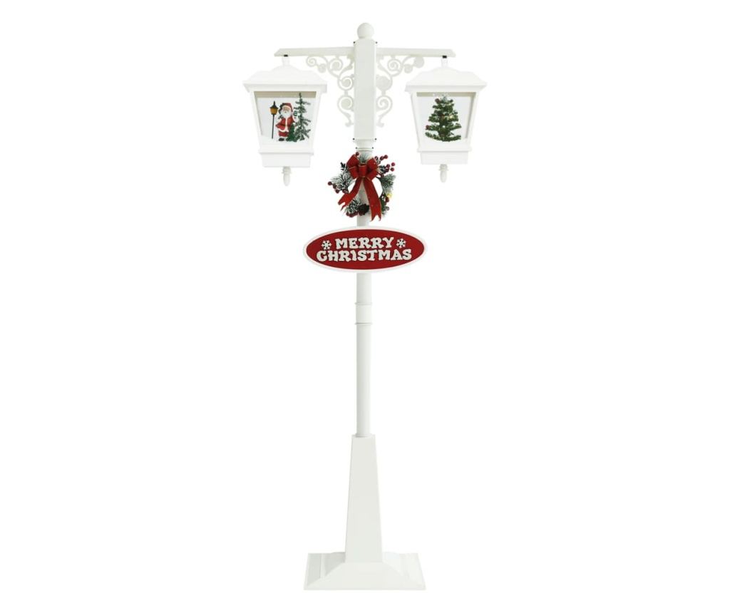 Ulična lampa s Djedom Božićnjakom, bijela/crvena, 81x40x188 cm, PVC - 5