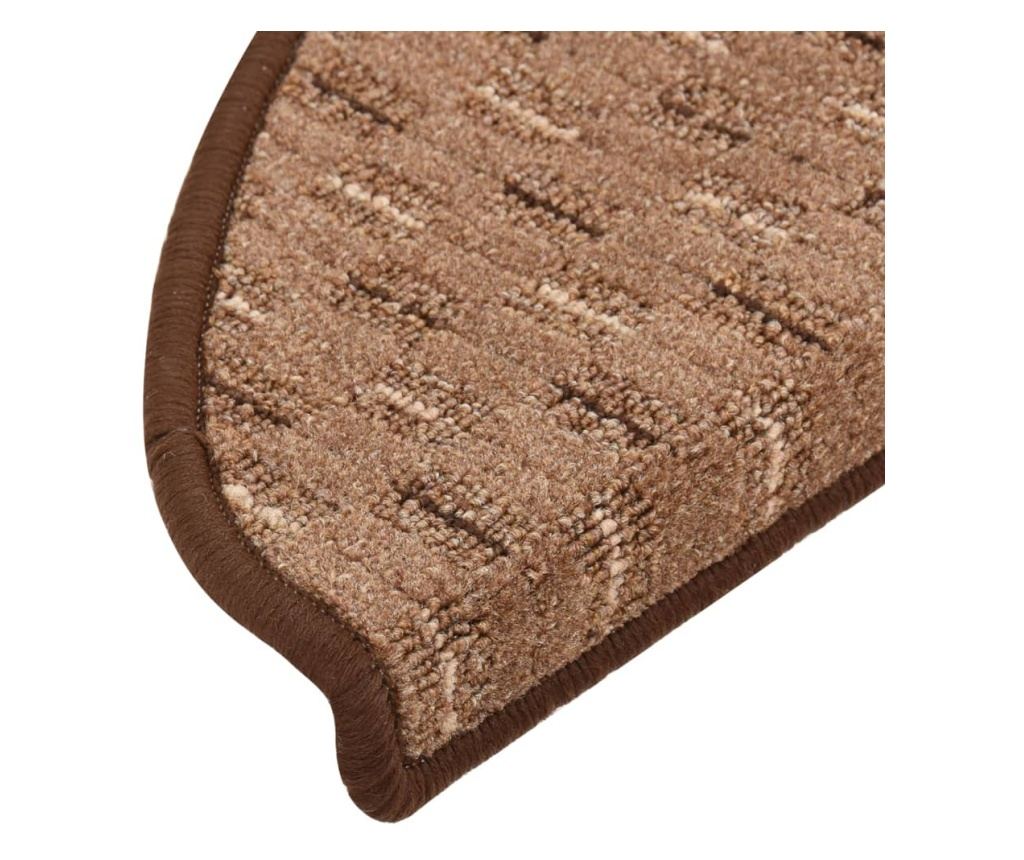 Tepih za stepenice, 15 kom., smeđa, 65x25 cm - 8