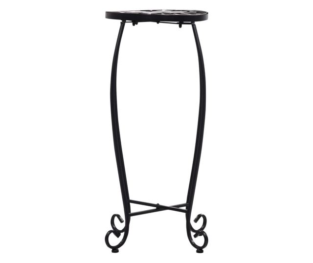 Mozaikni stolovi, 3 kom., crno-bijeli, keramika