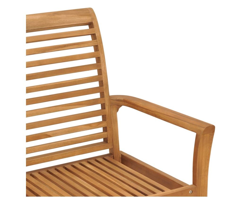 Градинска пейка, със сива възглавница, 112 см, масивен тик - 4