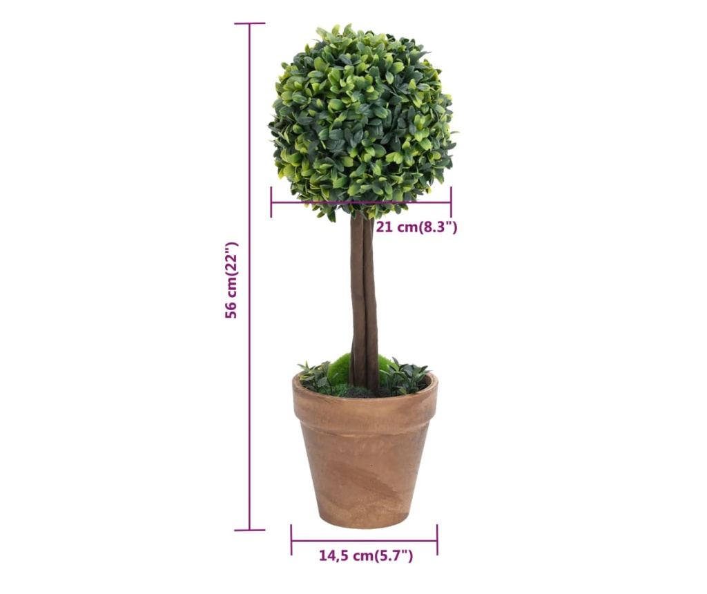 Umjetne biljke šimšira s loncem 2 kom. zelena 56 cm kugla - 6