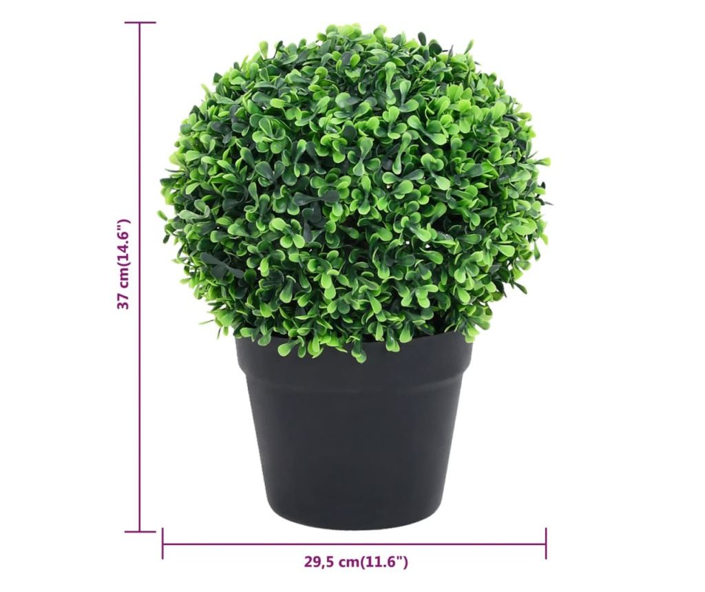 Umjetne biljke šimšira s loncem, 2 kom. zelene 37 cm kugla - 6
