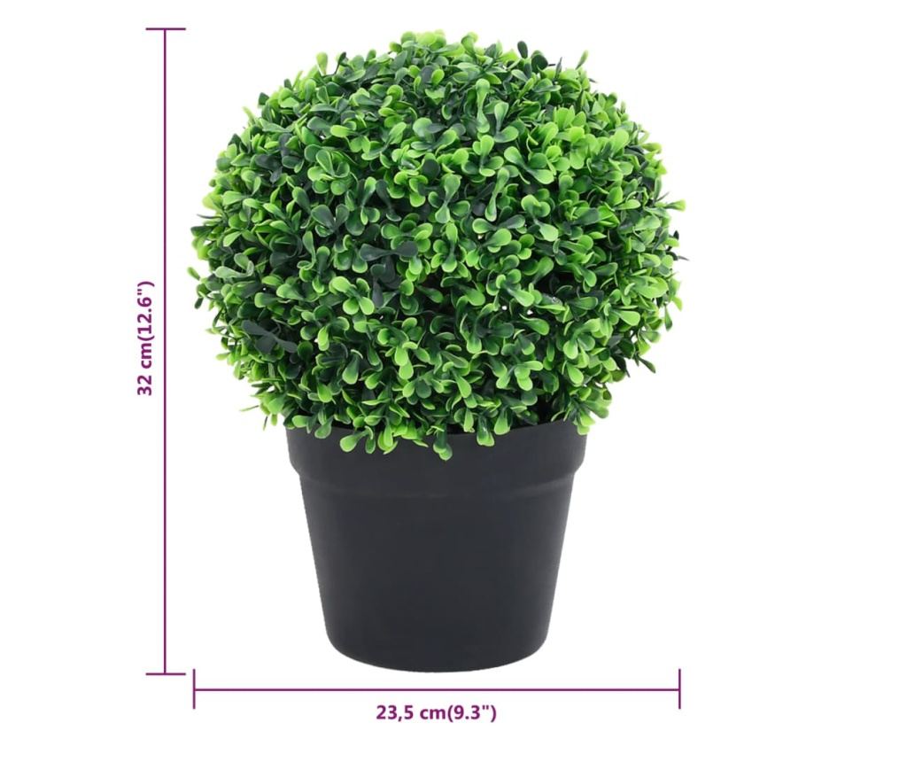 Umjetne biljke šimšira s loncem, 2 kom. zelene 32 cm kugla - 6