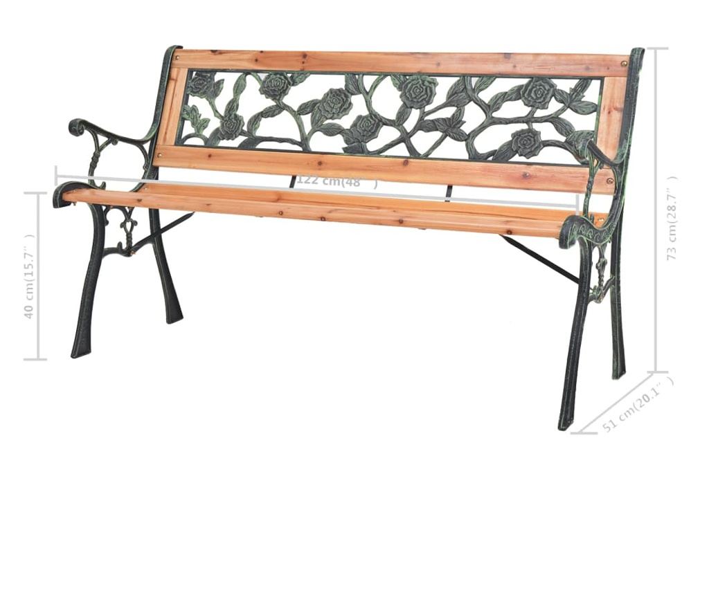 Vrtna klupa, 122 cm, drvo - 7