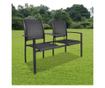 Vrtna klupa s 2 sjedala, crna, 131 cm, čelik i tekstilen