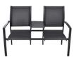 Vrtna klupa s 2 sjedala, crna, 131 cm, čelik i tekstilen