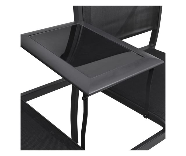 Vrtna klupa s 2 sjedala, crna, 131 cm, čelik i tekstilen