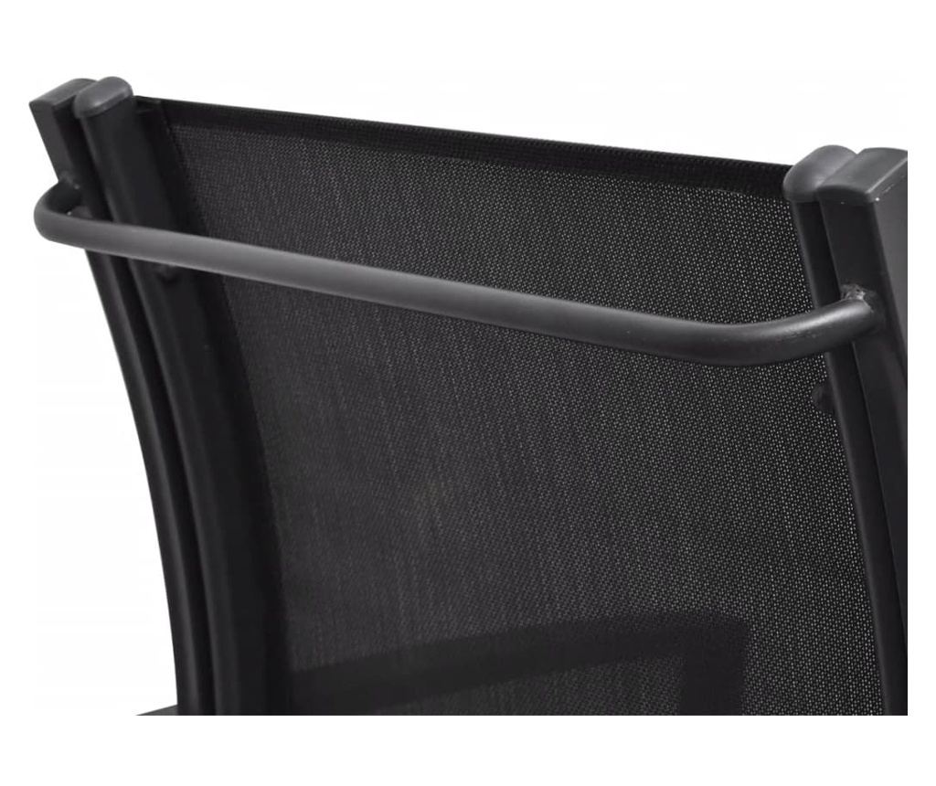 Ławka ogrodowa na 2 osoby, czarna, 131 cm, stal i tekstylna - 6