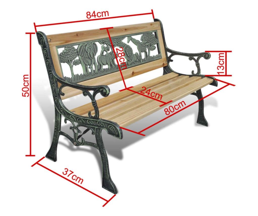 Vrtna klupa za djecu, 84 cm, drvo - 5